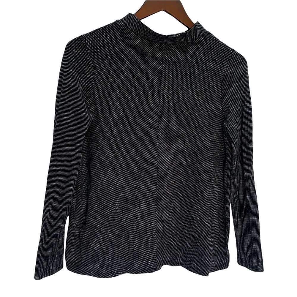 ZARA Mock Neck Long Sleeve Black/White Top S - Picture 2 of 8